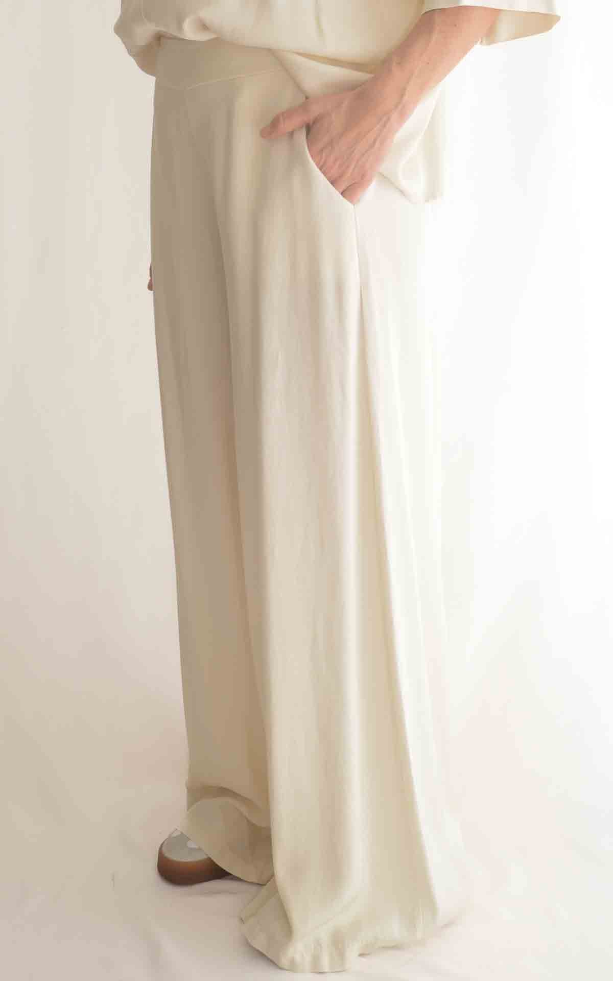 Eco - Pantalone palazzo fluido  - Burro