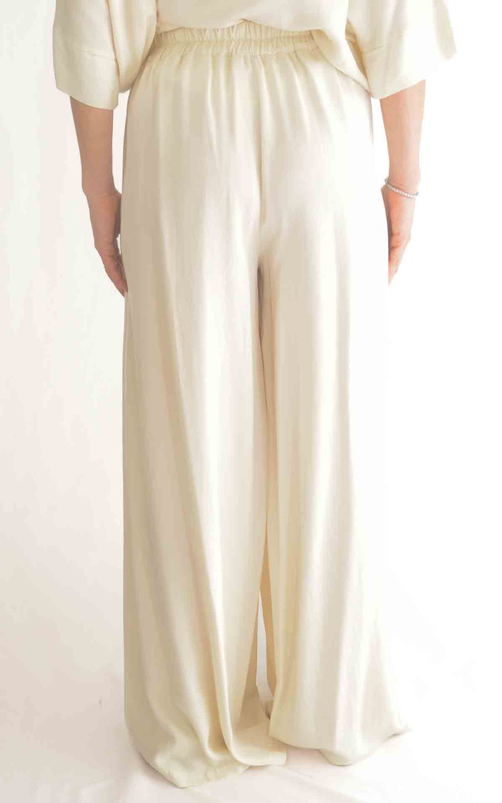 Eco - Pantalone palazzo fluido  - Burro