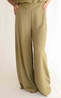 Eco - Pantalone palazzo fluido  - Verde olio