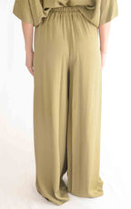 Eco - Pantalone palazzo fluido  - Verde olio