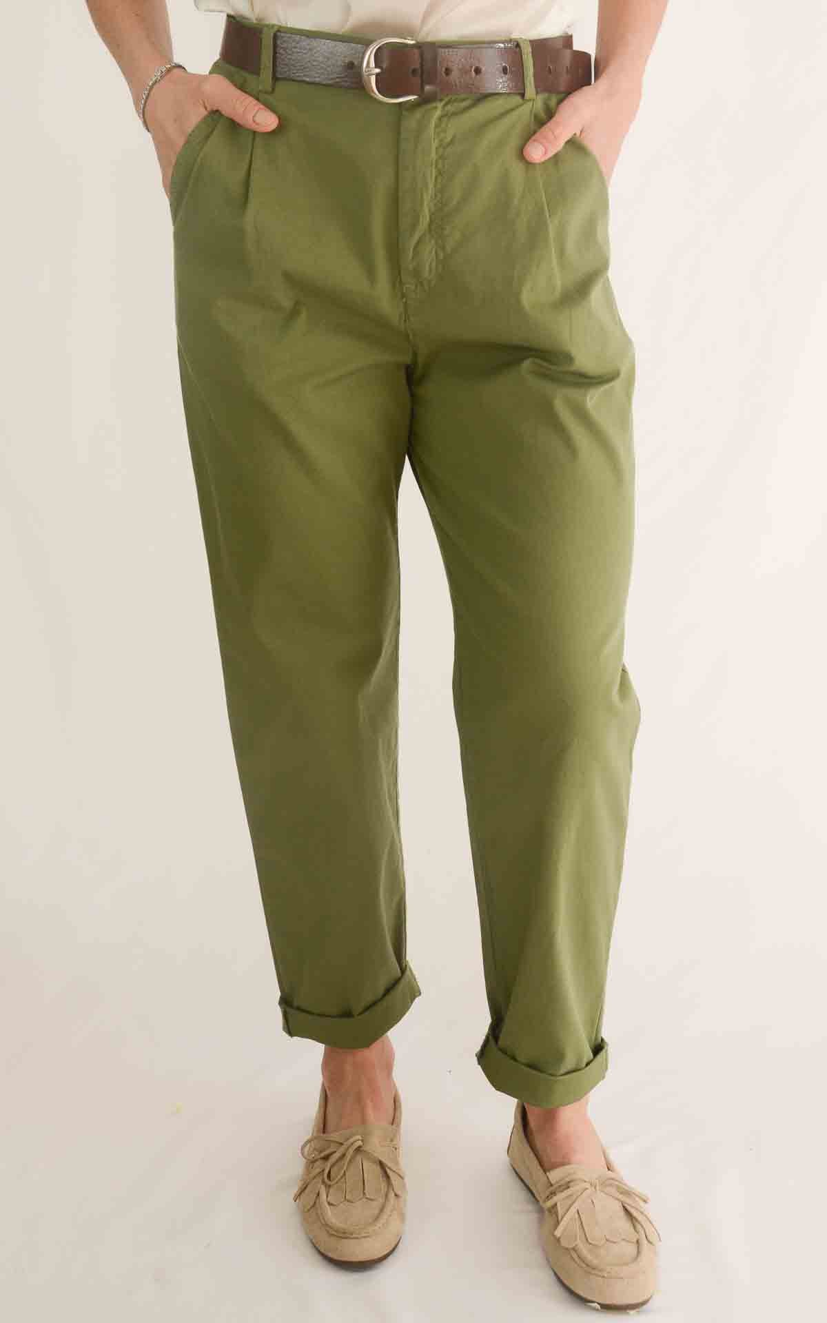 OFF-ON - Pantalone boyfriend Joelle S 26 - Verde olio