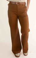 OFF - ON - Pantalone palazzo Betty S 26 - Tabacco