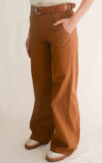 OFF - ON - Pantalone palazzo Betty S 26 - Tabacco
