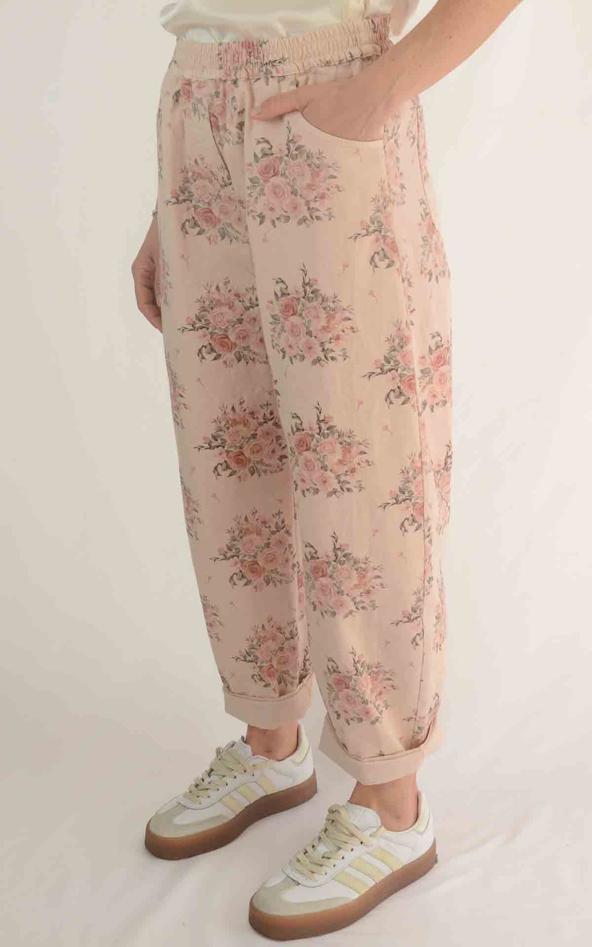 Susymix - Pantalone stampa fiori - Rosa