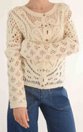 Initial - Cardigan midi macramè - Beige