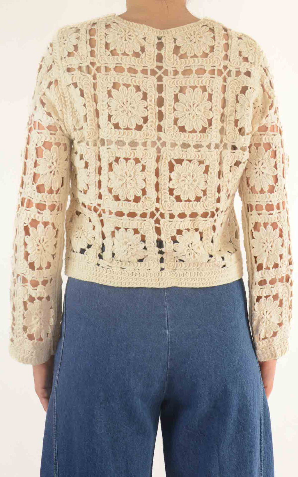 Initial - Cardigan corto macramè - Beige