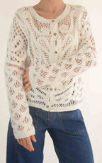 Initial - Cardigan midi macramè - Latte