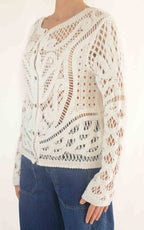 Initial - Cardigan midi macramè - Latte