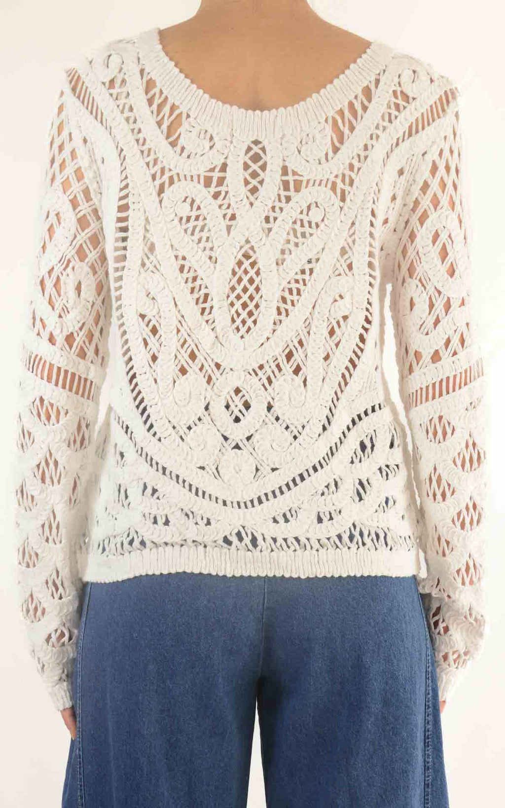 Initial - Cardigan midi macramè - Latte