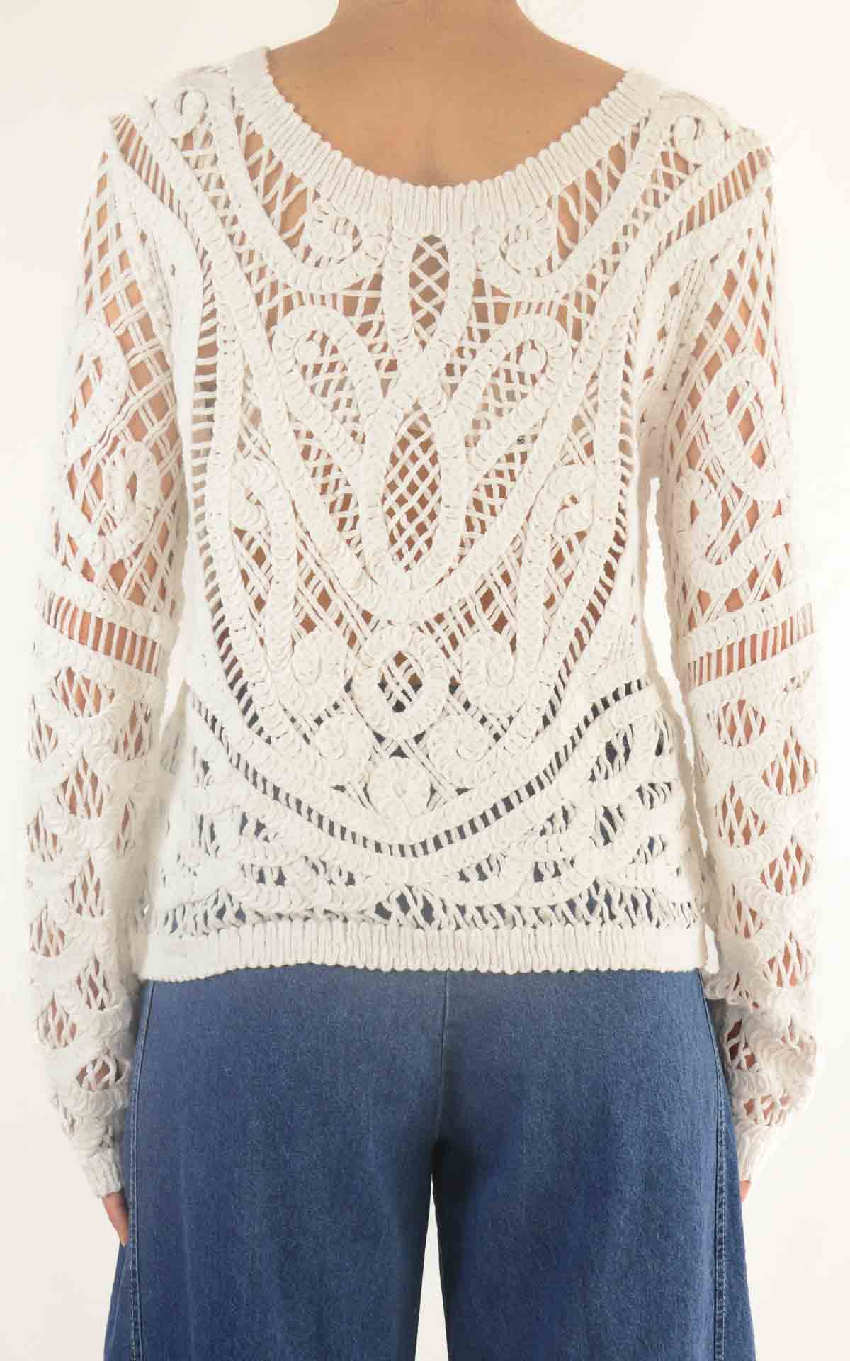 Initial - Cardigan midi macramè - Latte
