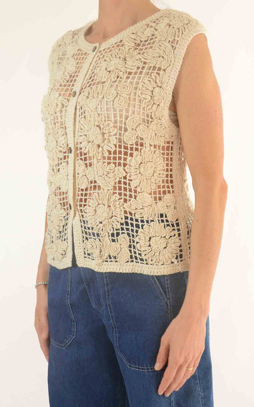 Initial - Gilet macramè - Beige