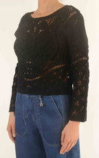 Initial - Maglia macramè - Nero