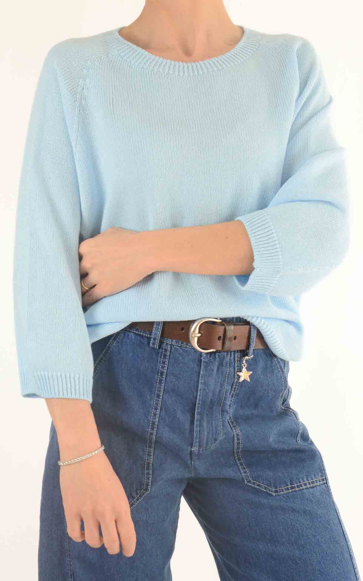 OFF-ON -Maglia filo manica 3/4 - Azzurro