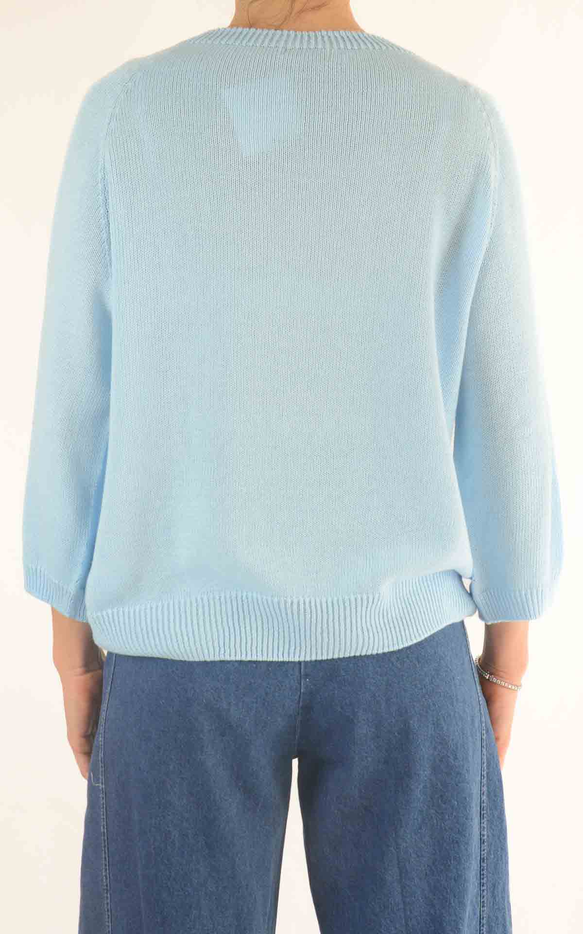 OFF-ON -Maglia filo manica 3/4 - Azzurro