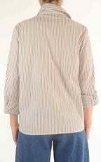 Susymix – Camicia gessata con pizzo – Panna