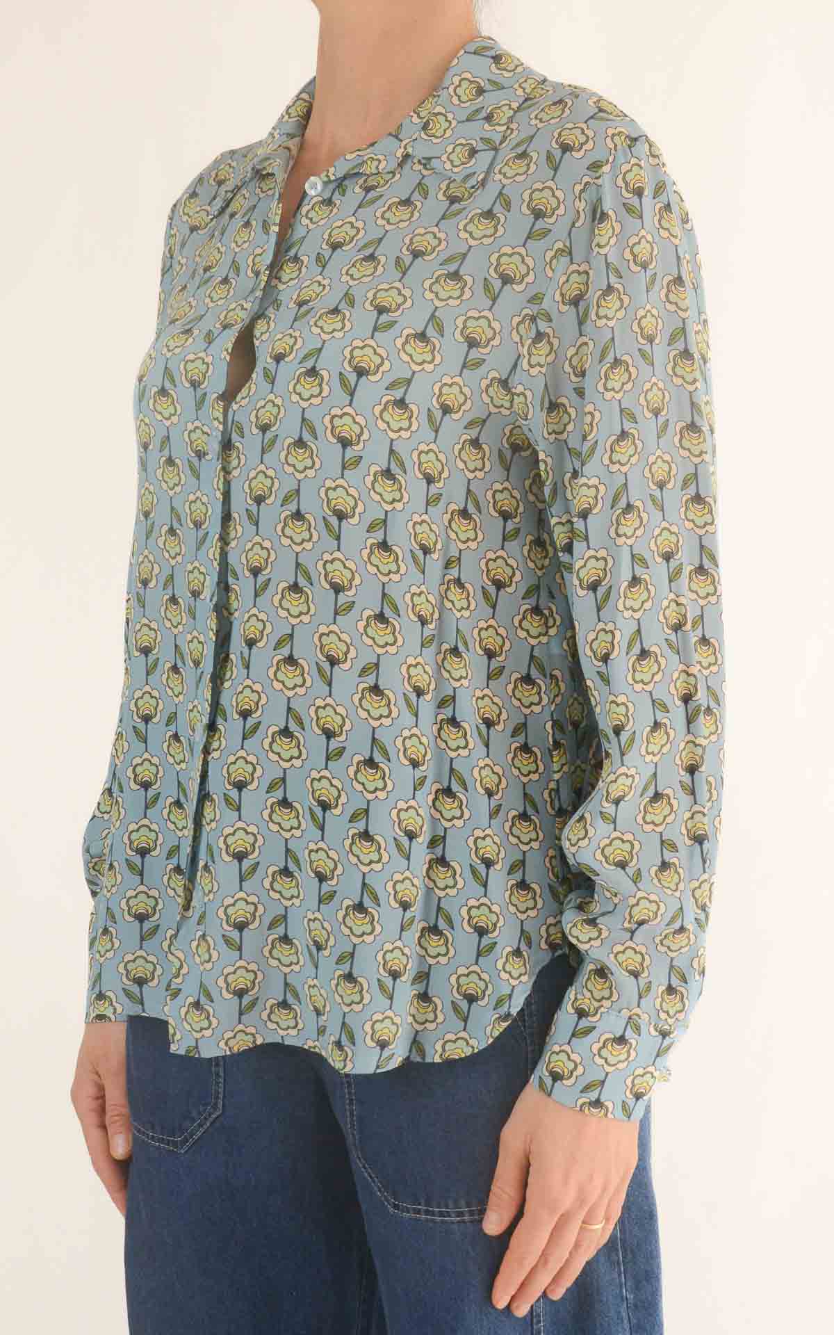 INITIAL - Camicia fantasia Lia  - Azzurro