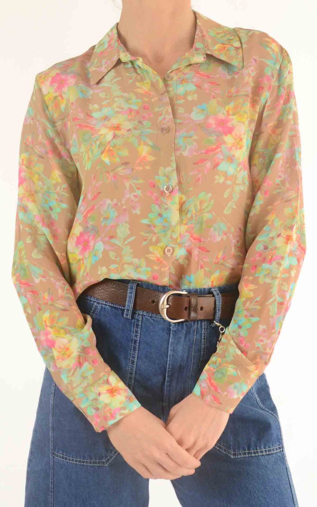 INITIAL - Camicia fantasia Lia  - Camel