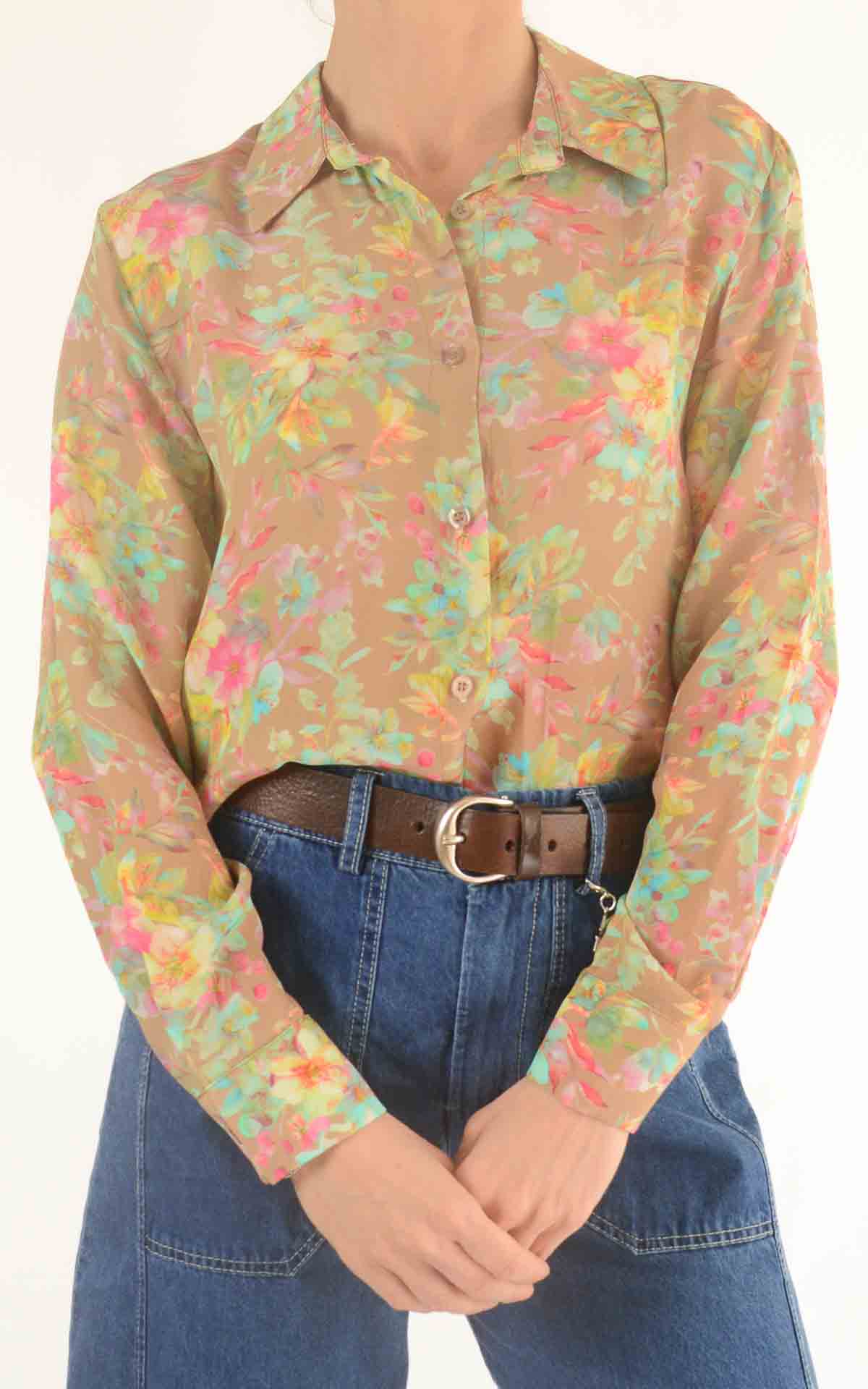 INITIAL - Camicia fantasia Lia  - Camel