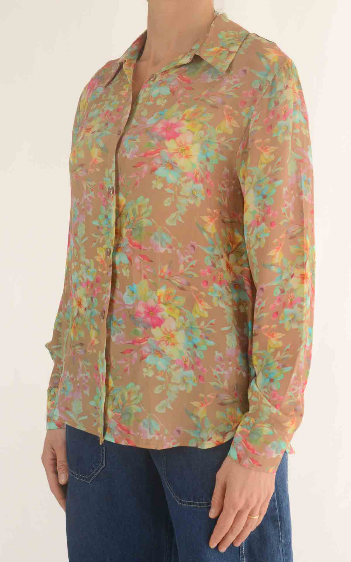 INITIAL - Camicia fantasia Lia  - Camel