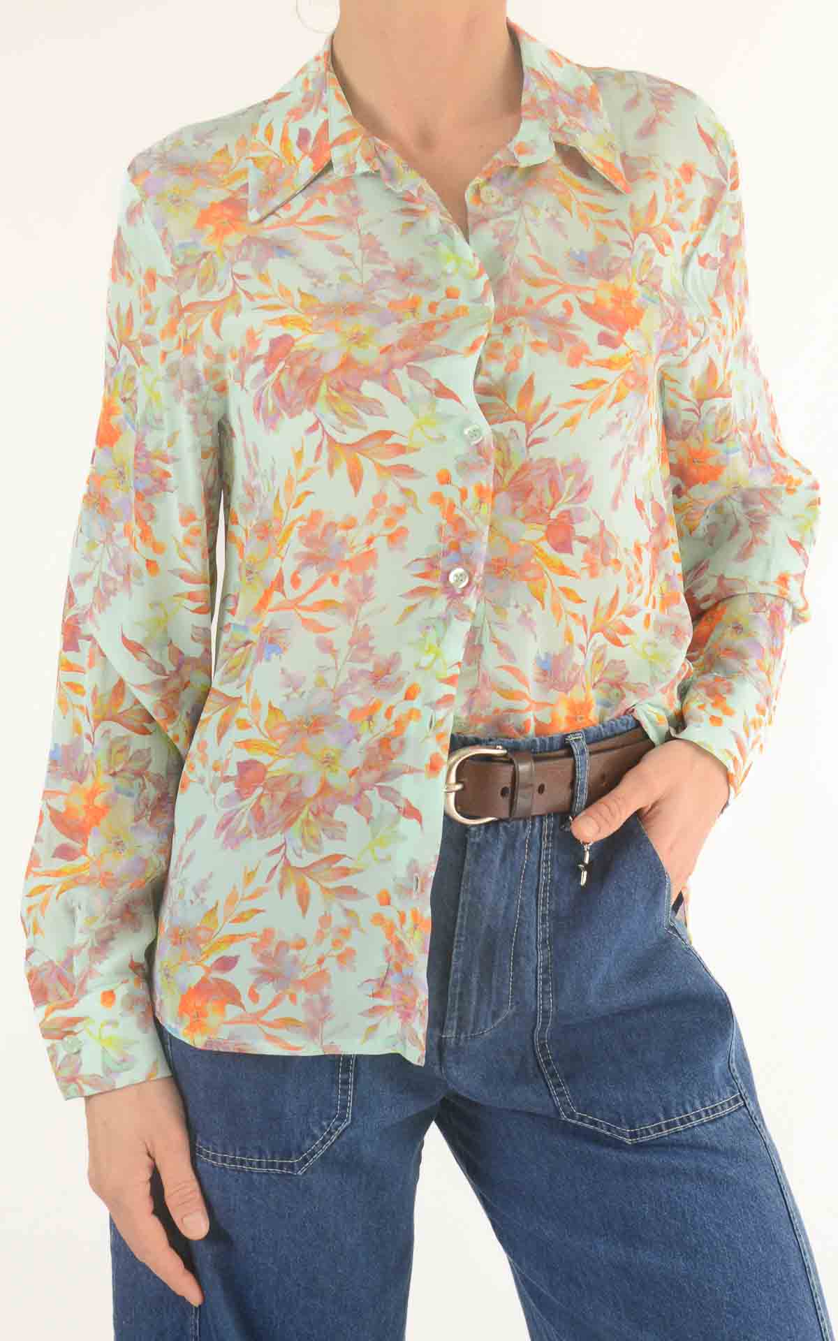 INITIAL - Camicia fantasia Lia  - Turchese