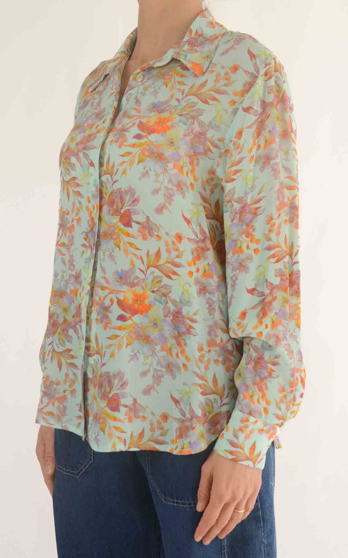 INITIAL - Camicia fantasia Lia  - Turchese