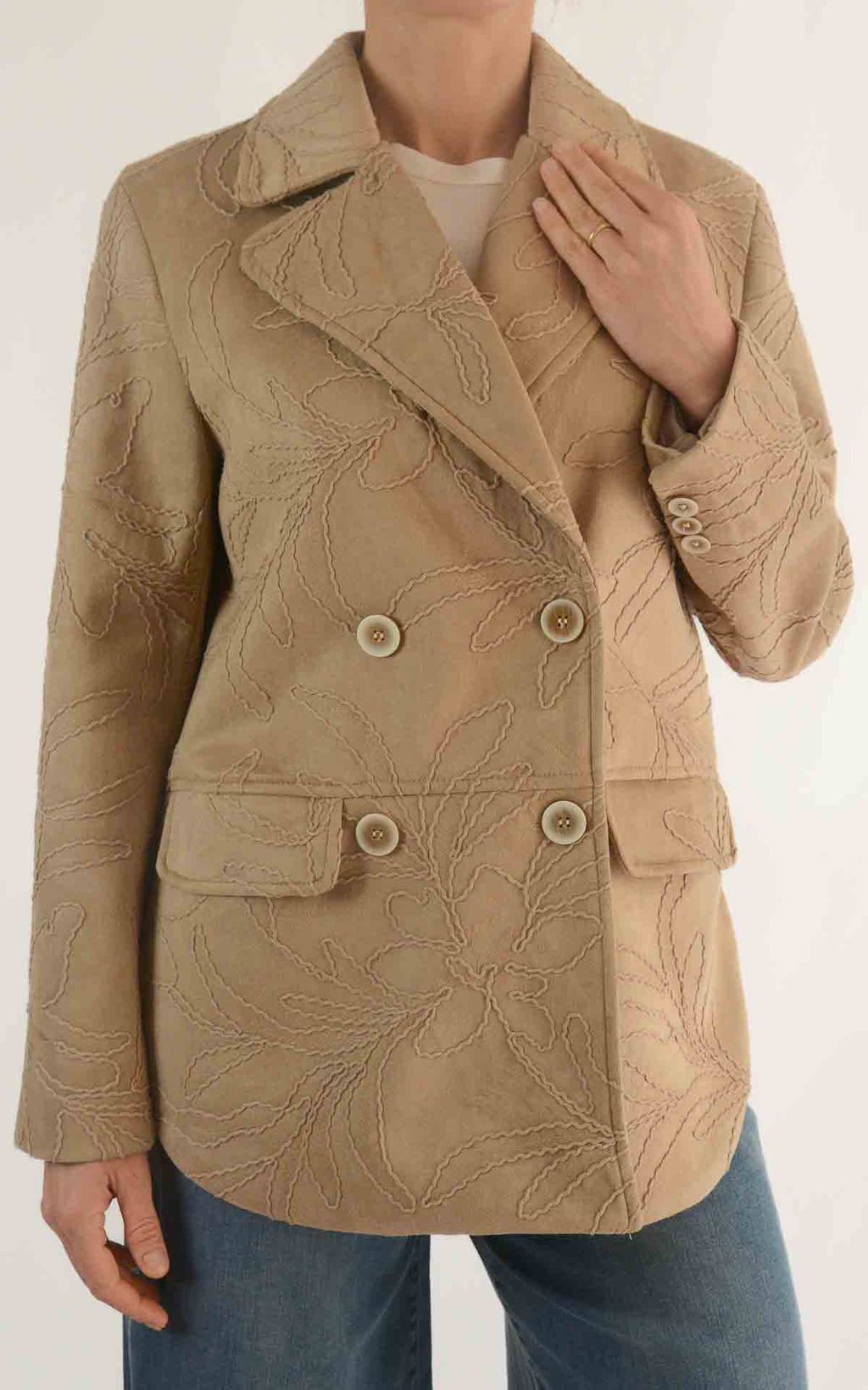 Susymix - Giacca doppio petto in eco dainetto – Beige