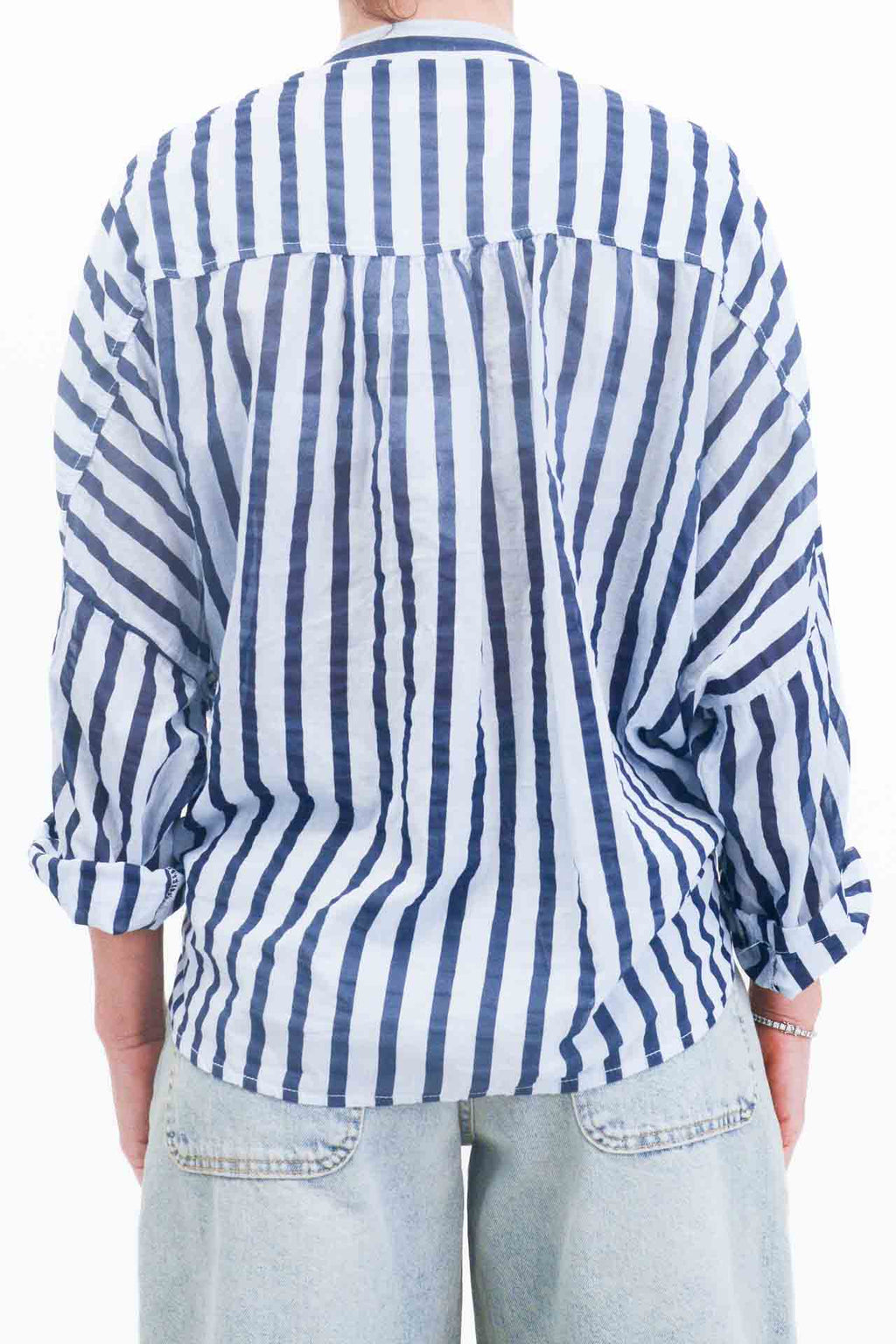 Off-on - Camicia mussola riga - Celeste / blu