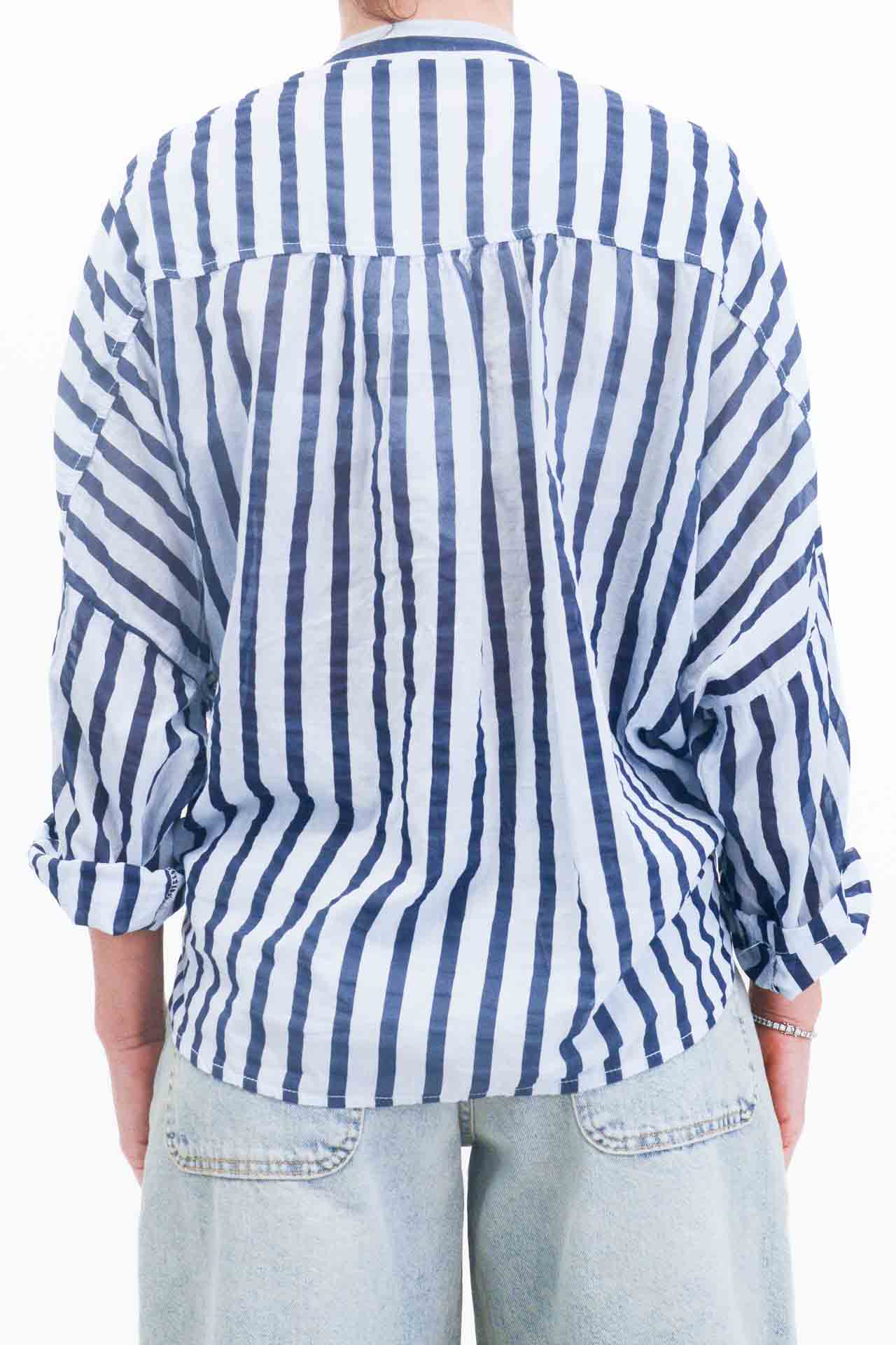 Off-on - Camicia mussola riga - Celeste / blu