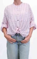 Off-on - Camicia mussola riga - Rosa