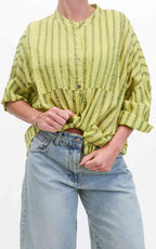 OFF-ON - Camicia mussola riga - Verde pistacchioo