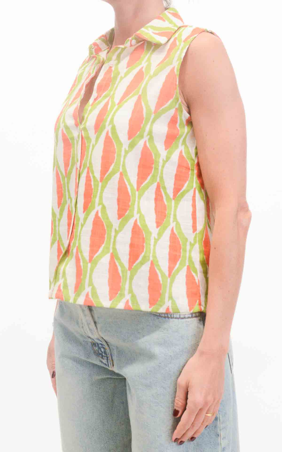 Compañía Fantástica - Camicia smanicata - Arancione/ Verde olio