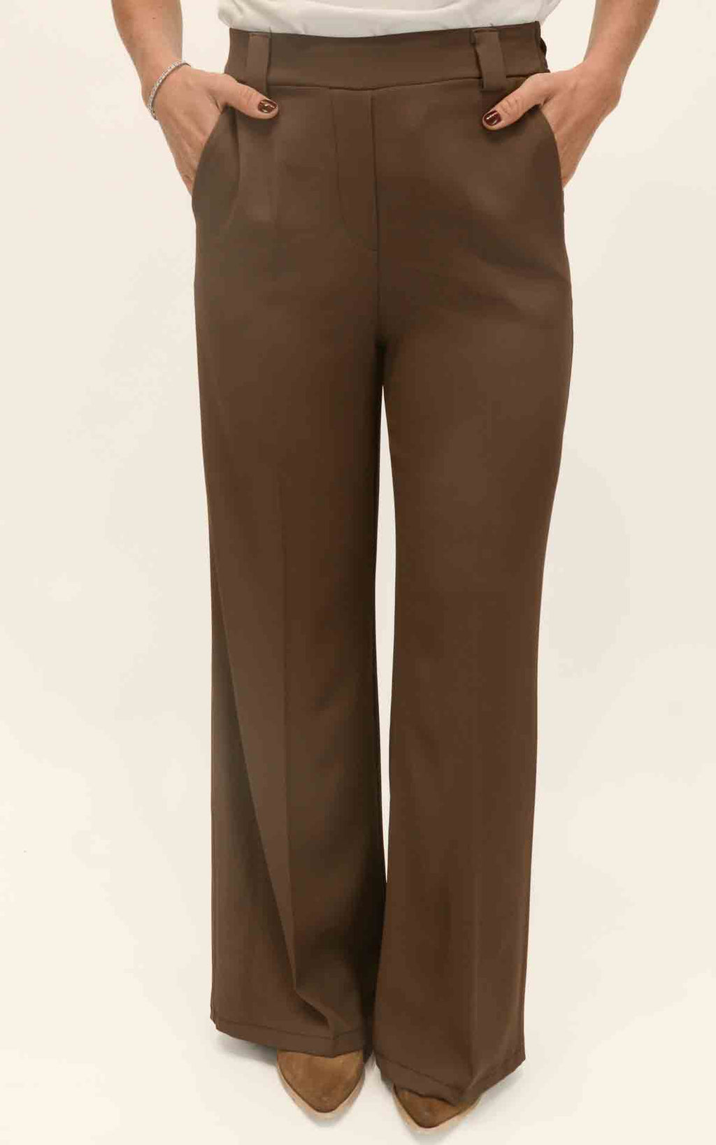 Susymix - Pantalone fluido gamba dritta - Moro