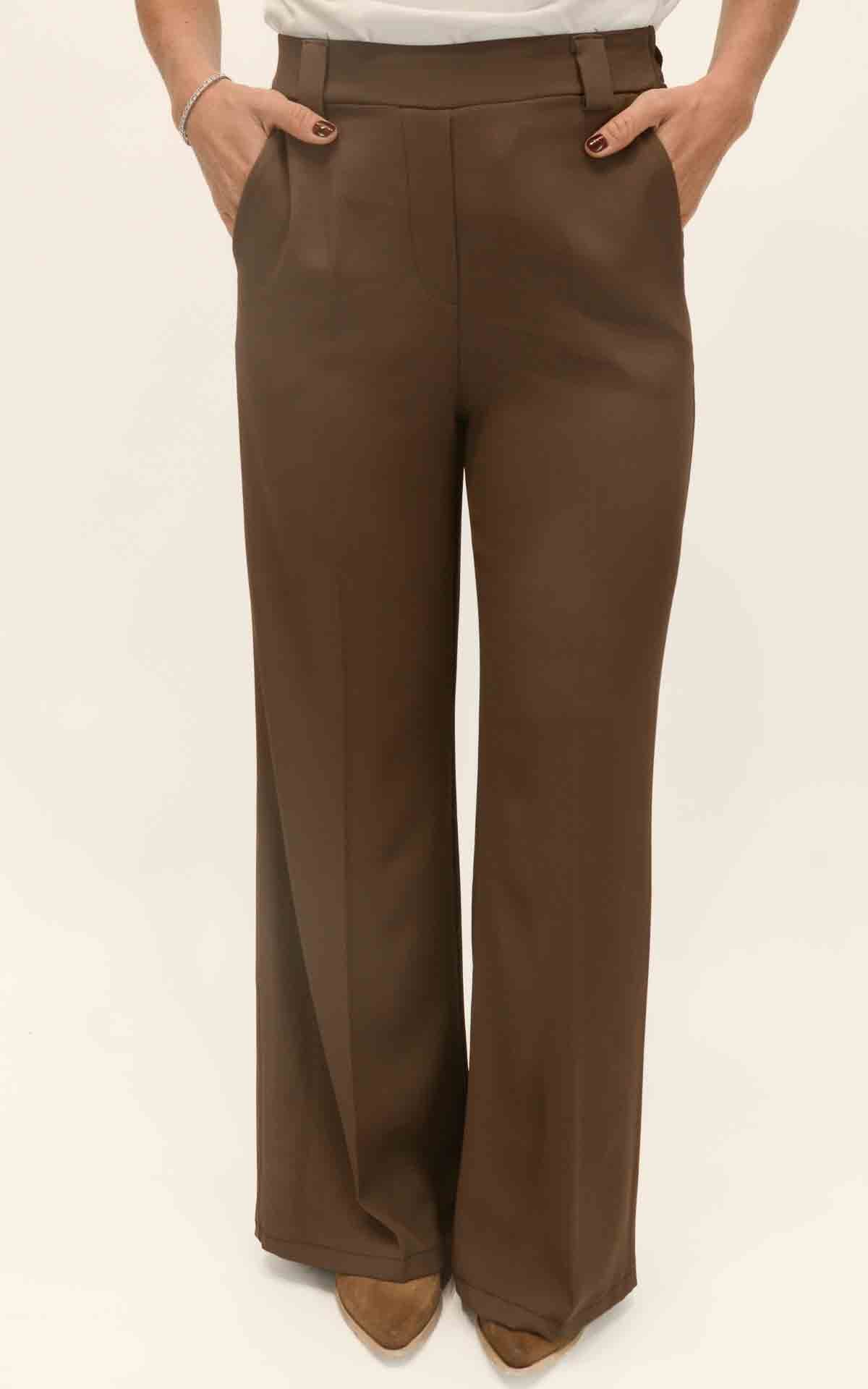Susymix - Pantalone fluido gamba dritta - Moro
