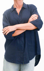 OFF-ON - Camicia lino - Blu
