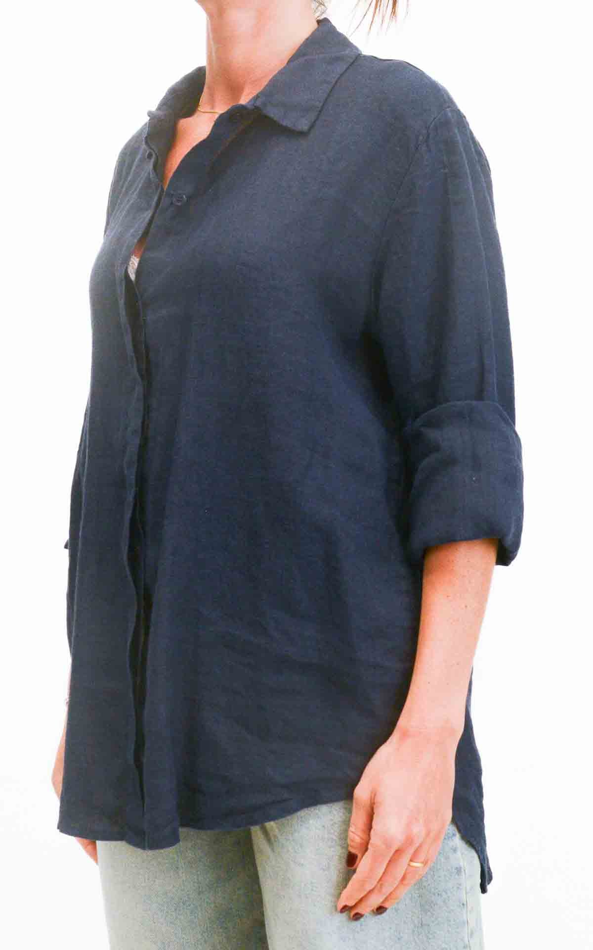 OFF-ON - Camicia lino - Blu