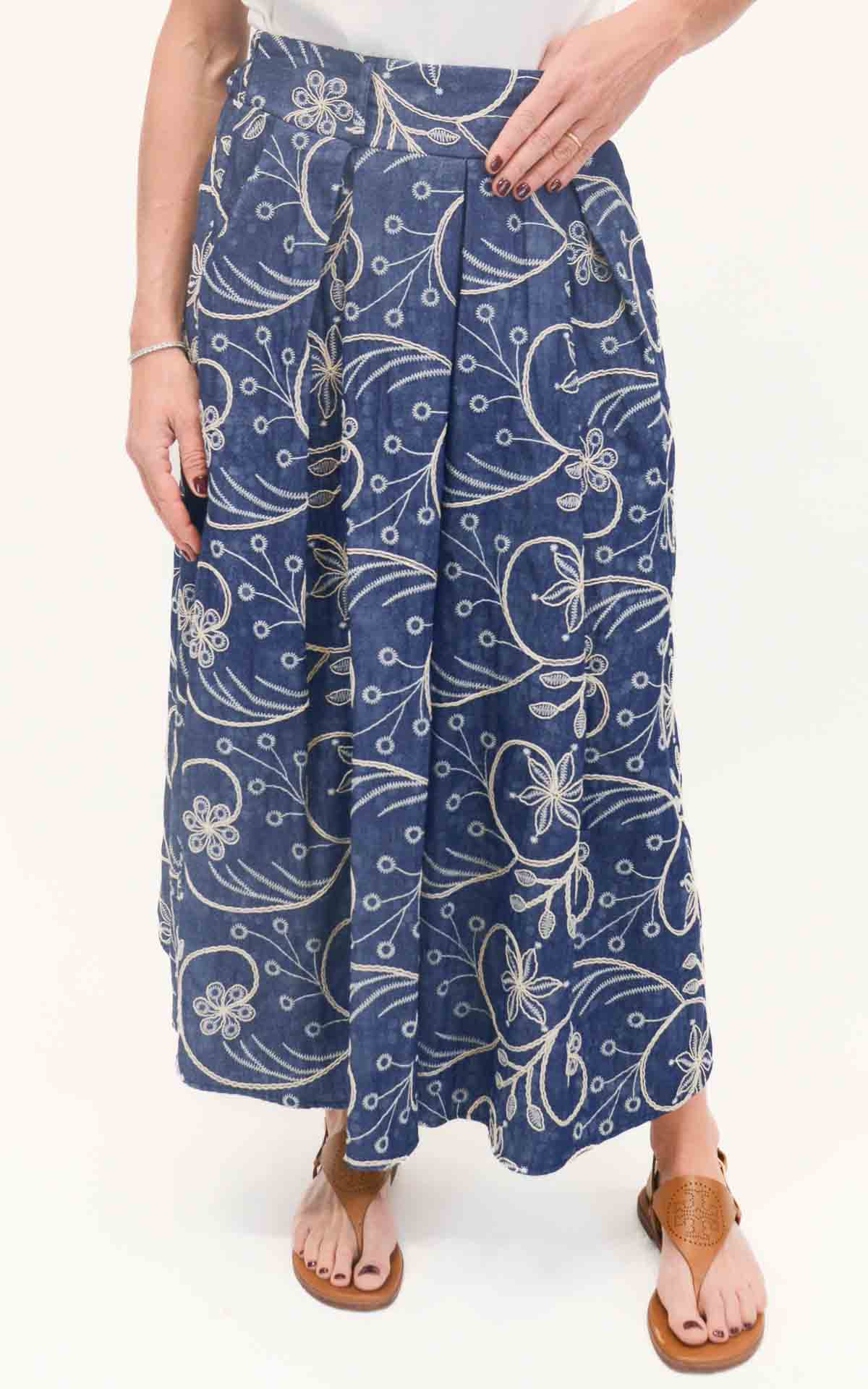OFF-ON - Gonna jeans ricamo - Jeans
