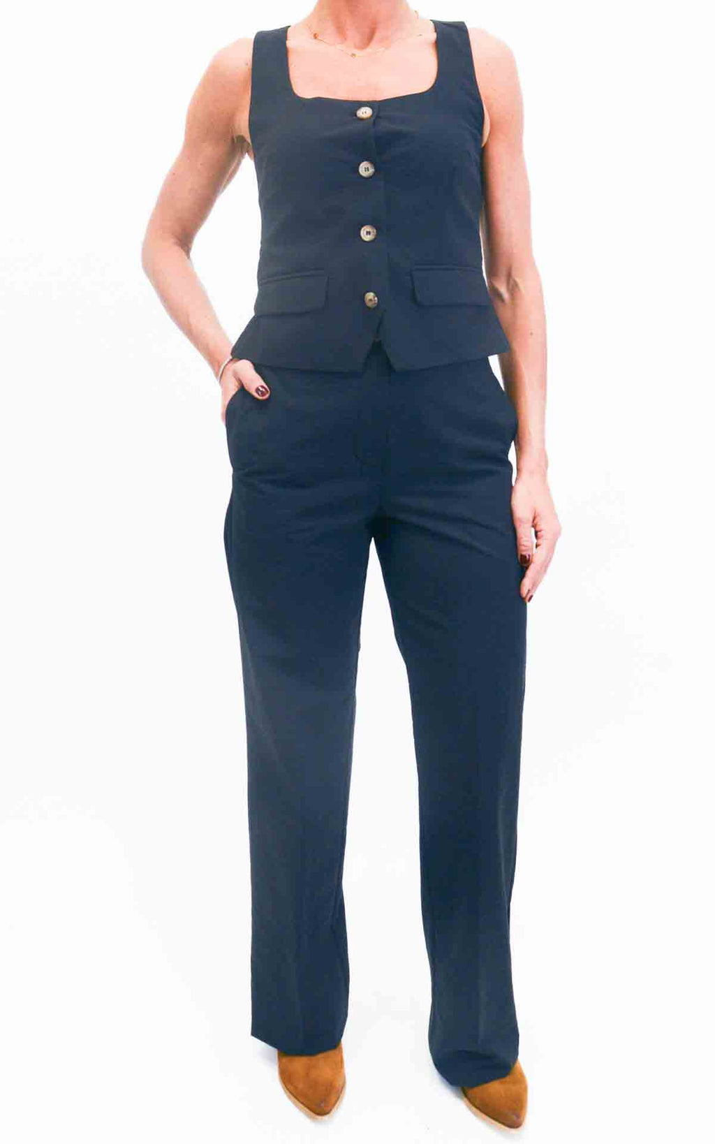Susymix - Completo gilet e pantalone dritto - Nero
