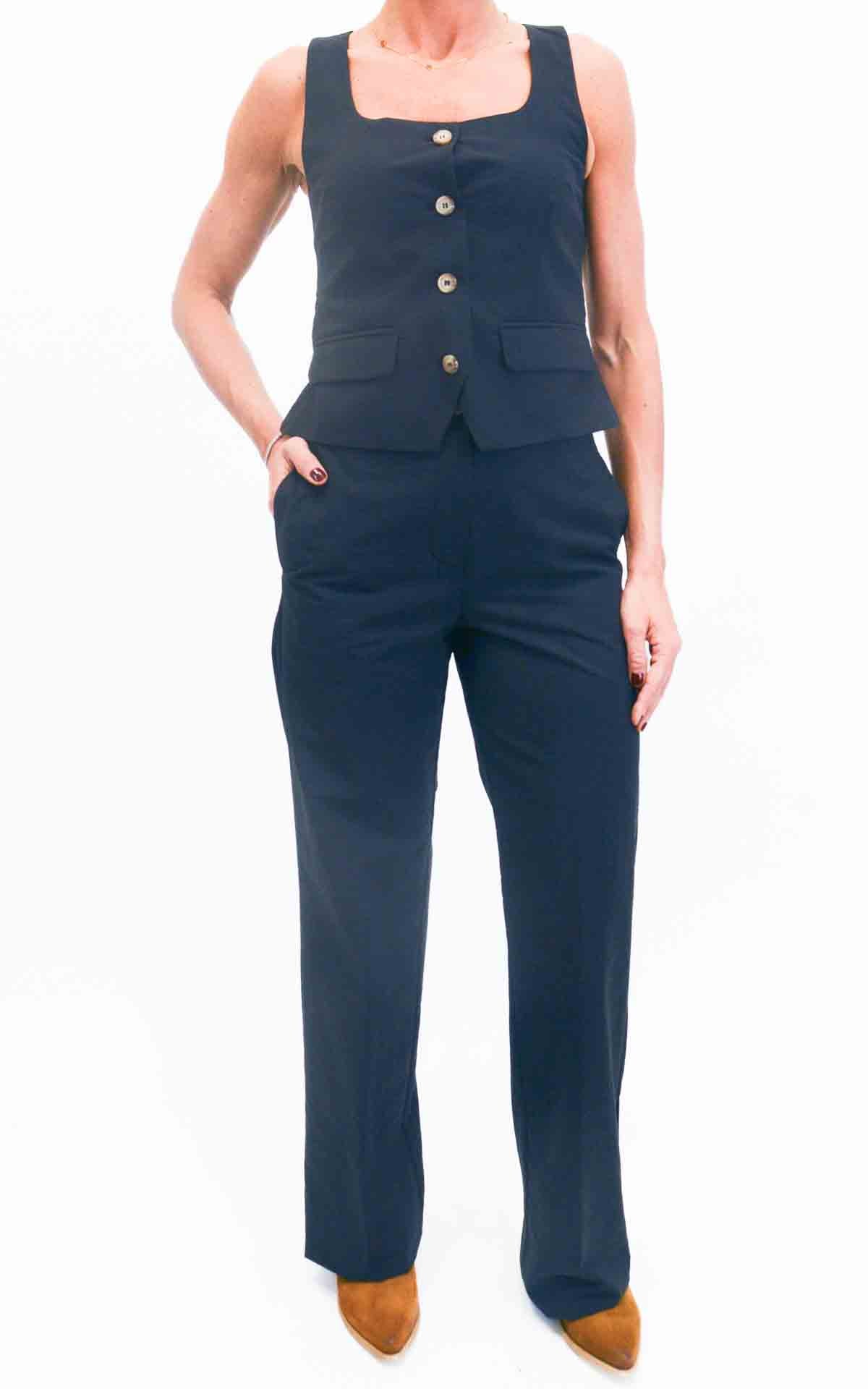 Susymix - Completo gilet e pantalone dritto - Nero