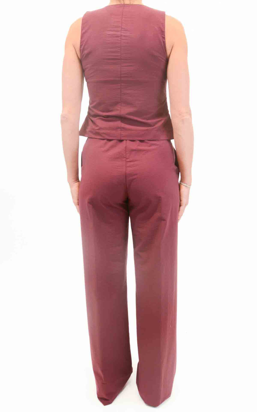 Susymix - Completo gilet e pantalone dritto - Vino