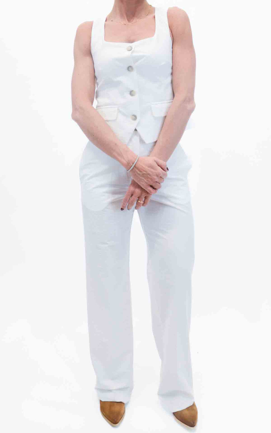 Susymix - Completo gilet e pantalone dritto - Latte