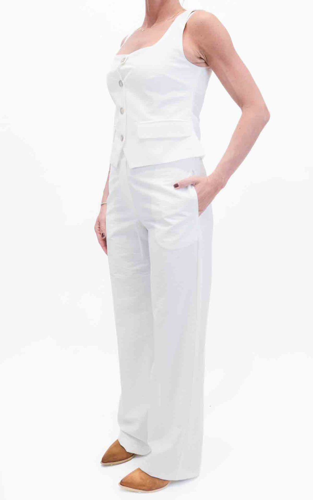 Susymix - Completo gilet e pantalone dritto - Latte