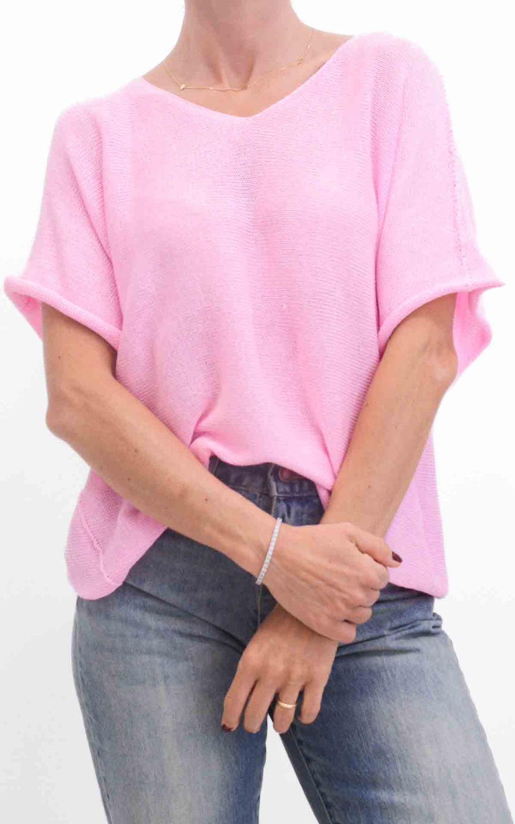 OFF-ON - Maglia filo mezza manica - Rosa