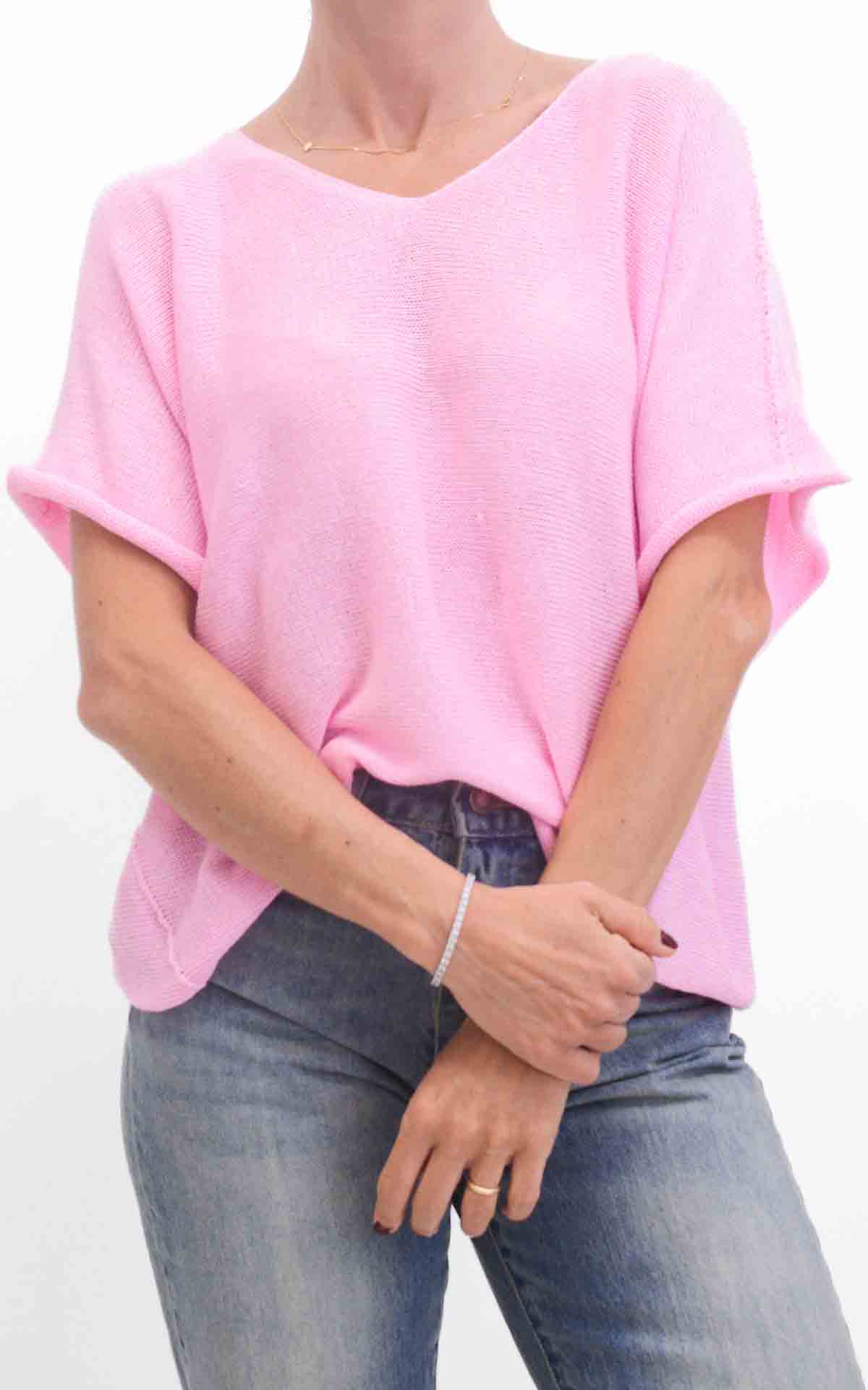 OFF-ON - Maglia filo mezza manica - Rosa