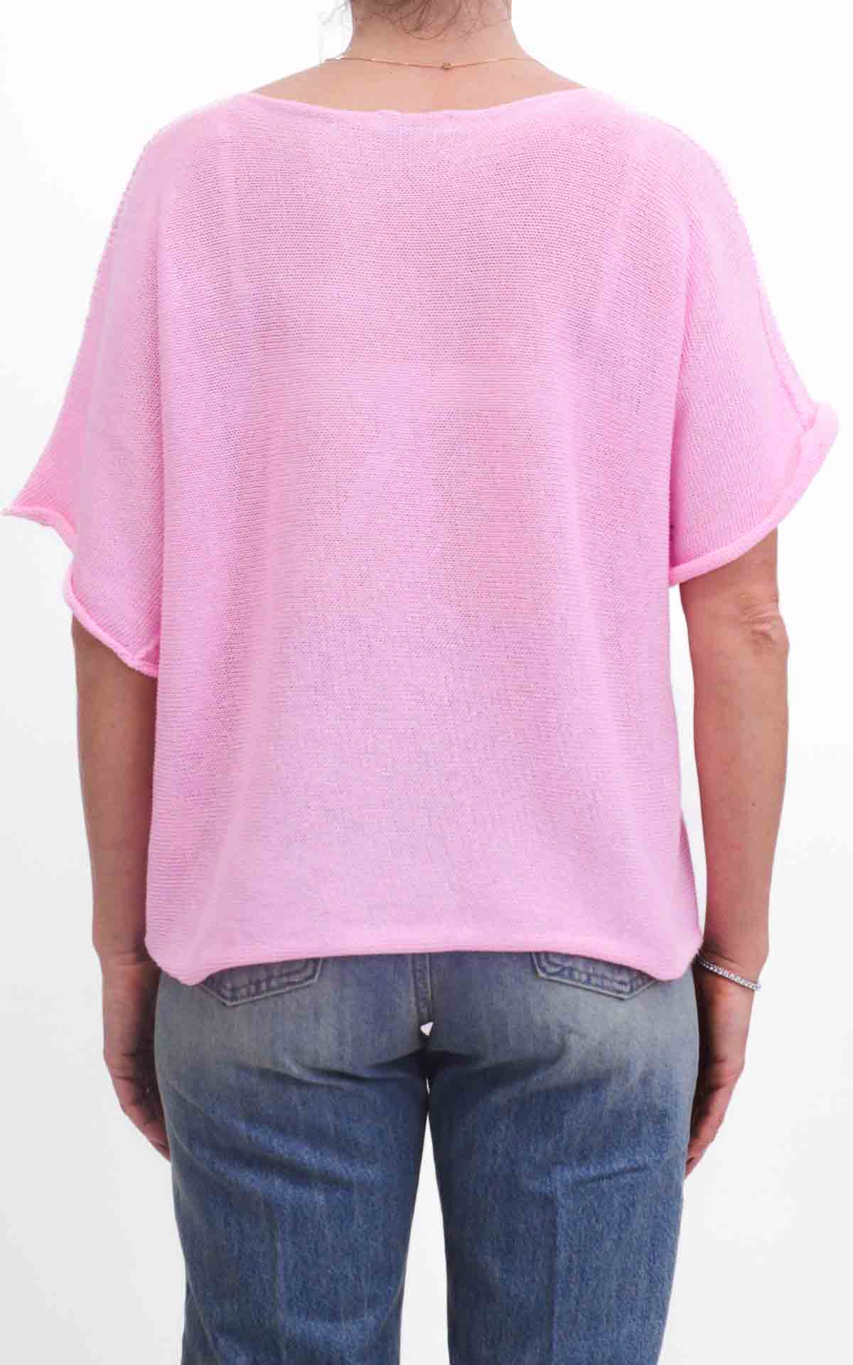 OFF-ON - Maglia filo mezza manica - Rosa