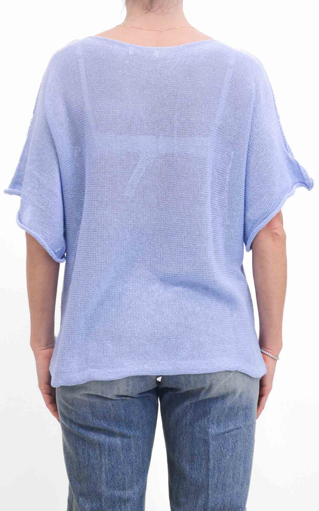 OFF-ON - Maglia filo mezza manica - Celeste