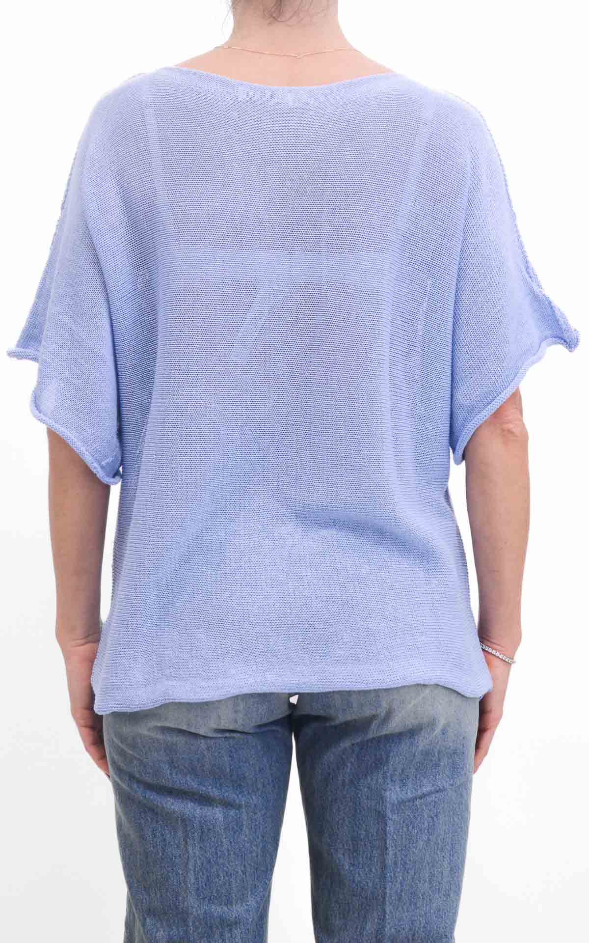 OFF-ON - Maglia filo mezza manica - Celeste