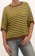 OFF-ON - Maglia a righe - Tabacco/Verde olio