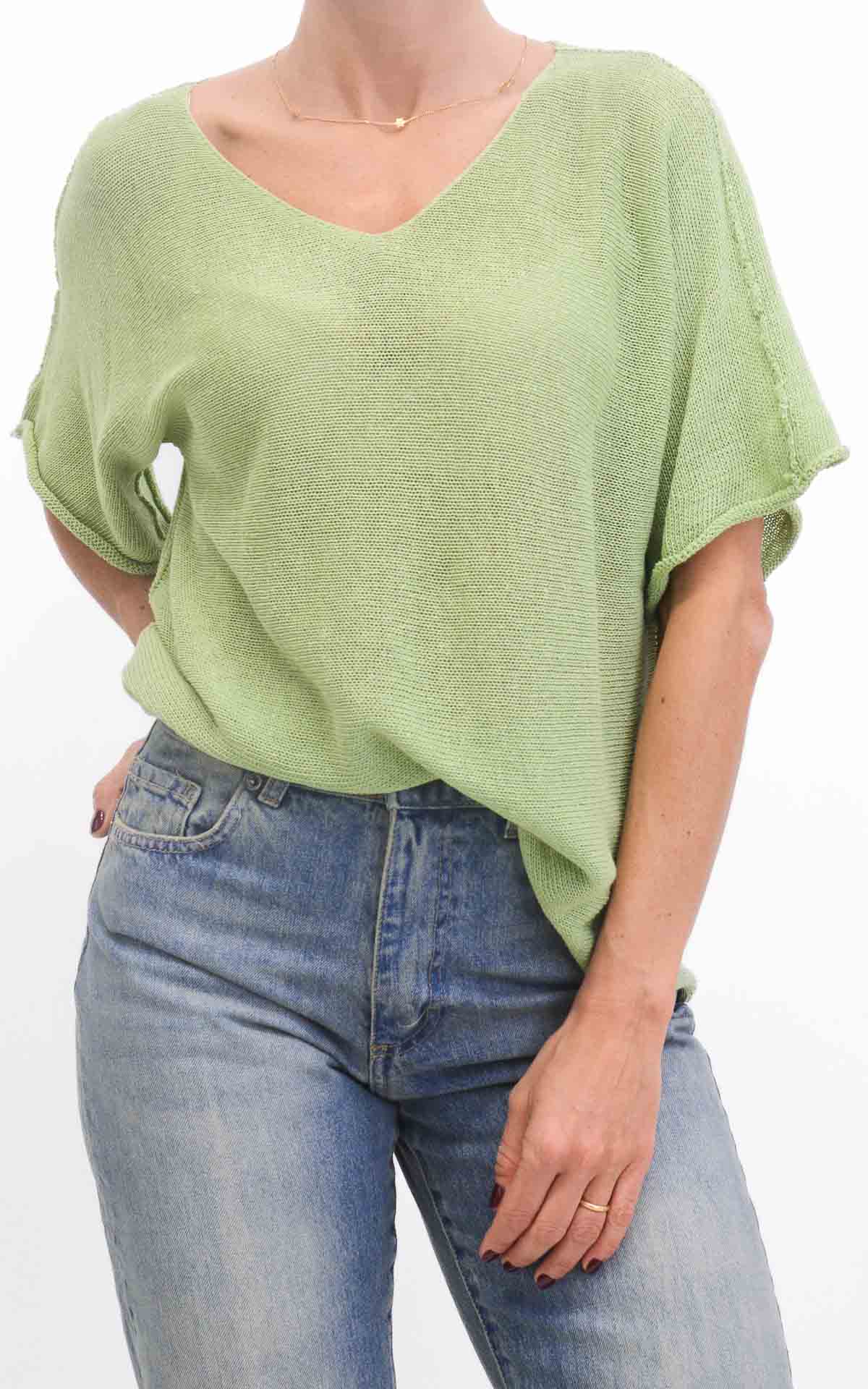 OFF-ON - Maglia filo mezza manica - Verde menta