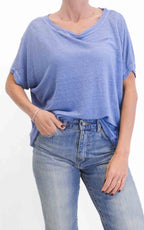 OFF-ON - Maglia in lino scollo a barca - Polvere