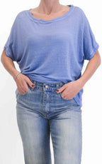 OFF-ON - Maglia in lino scollo a barca - Polvere
